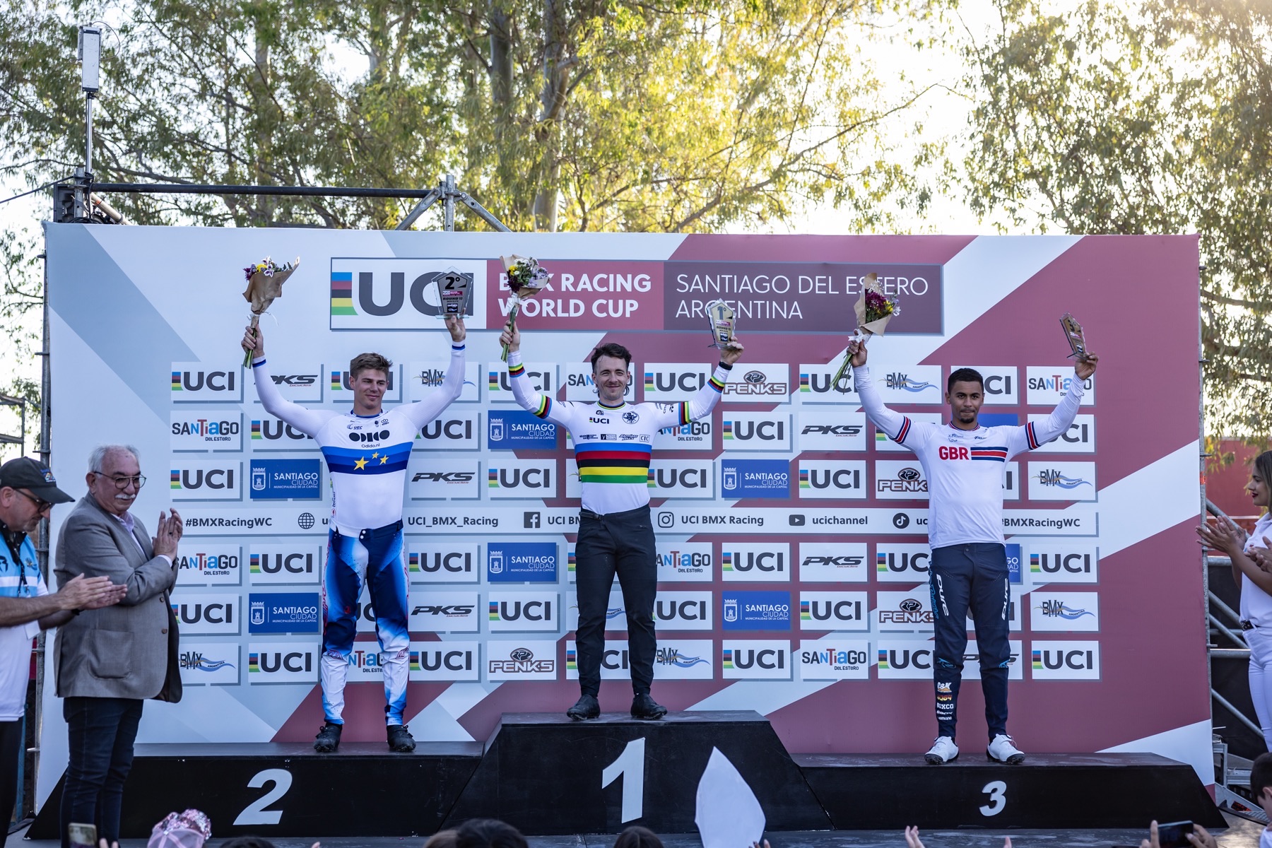 Quillan Isidore on a BMX Racing World Cup podium