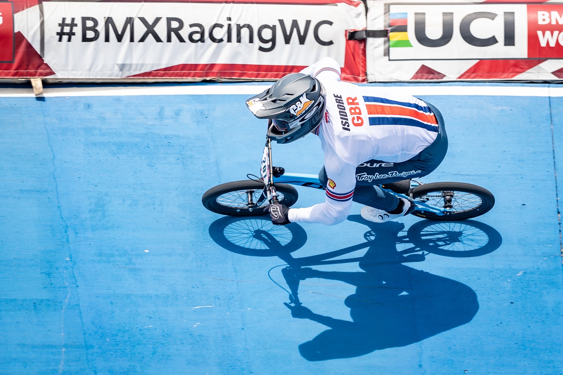Quillan Isidore riding on a BMX Racing World Cup track