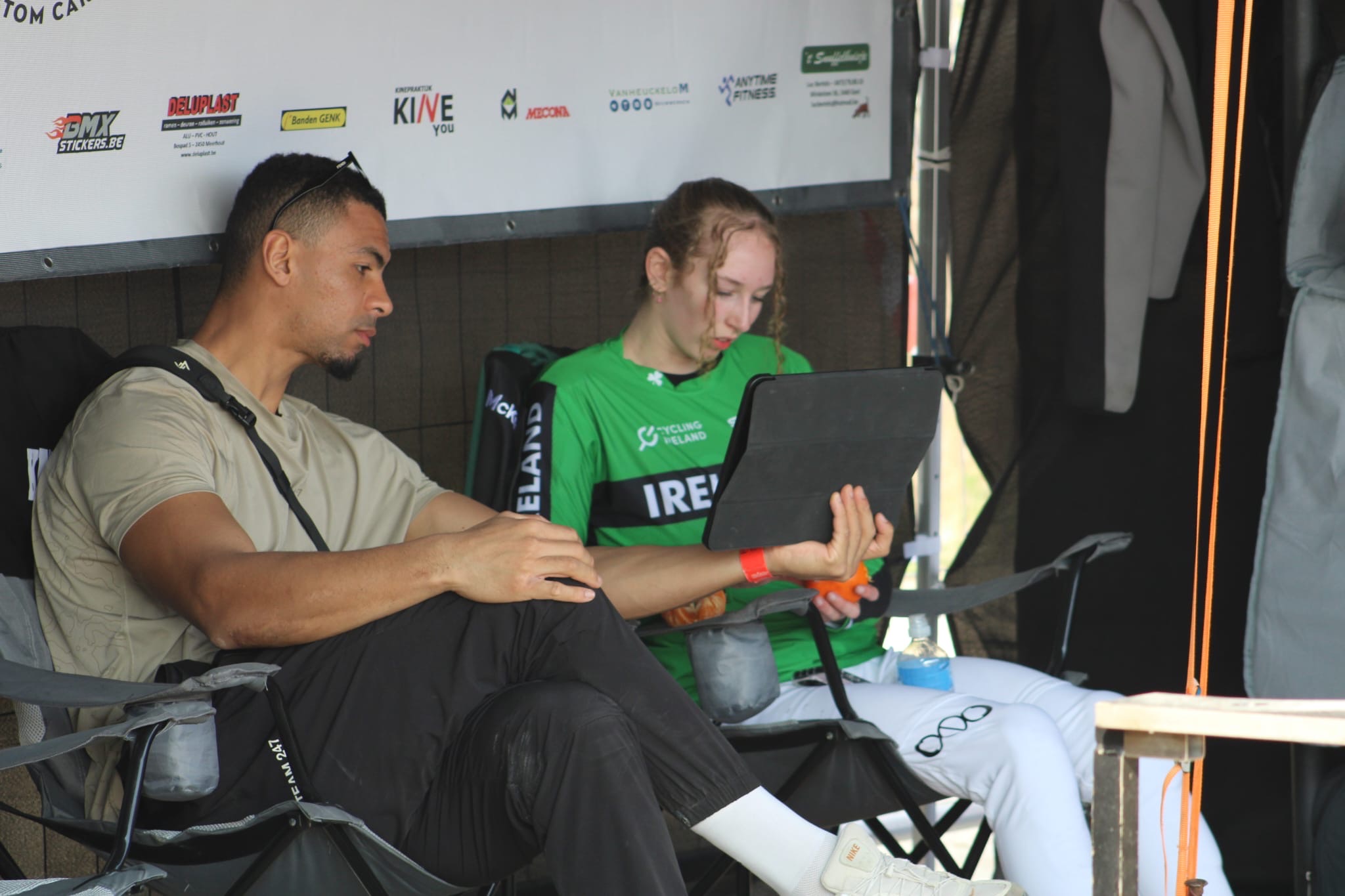 Reviewing training footage with a BMX rider